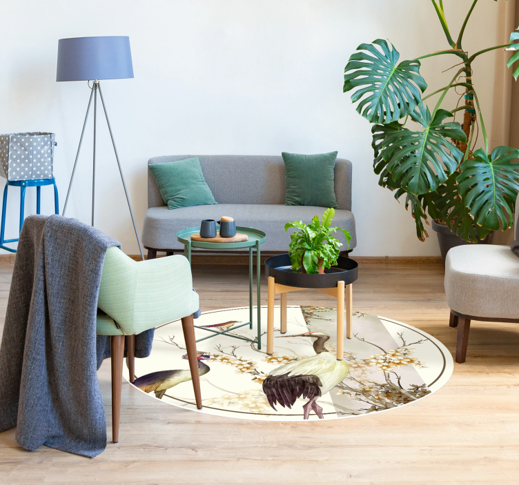 Oksia ja lintuja chinoiserie vinyylimatto eläin - Tenstickers