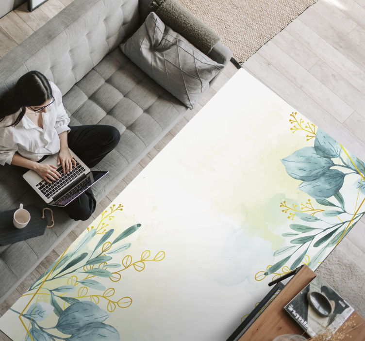 Olohuone kukka matto kukka vinyylimatto - Tenstickers