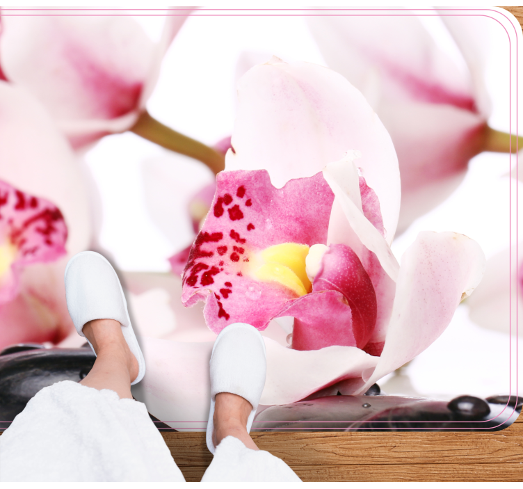 Orkideat kivillä kukka vinyylimatto - Tenstickers