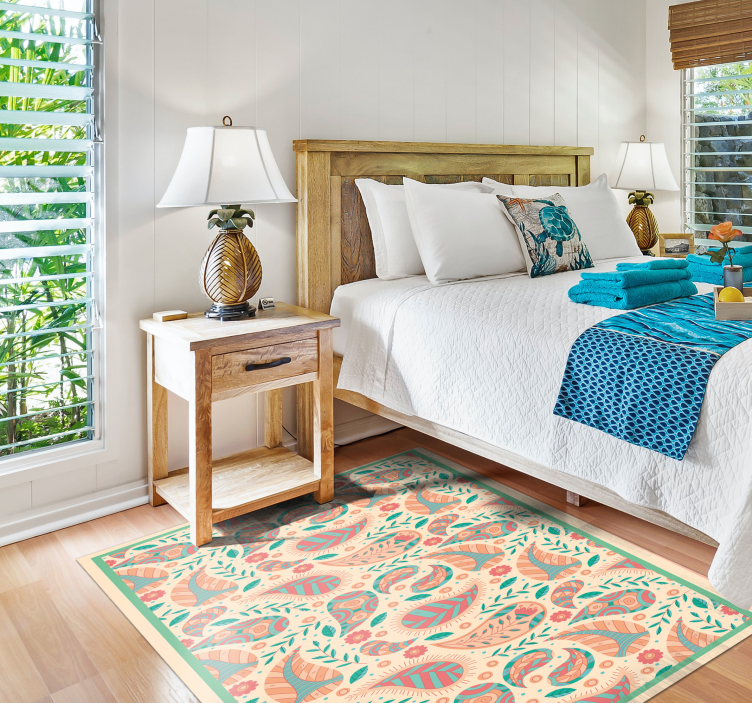 Paisley-kuvion fuusio vinyylimatto mandala - Tenstickers