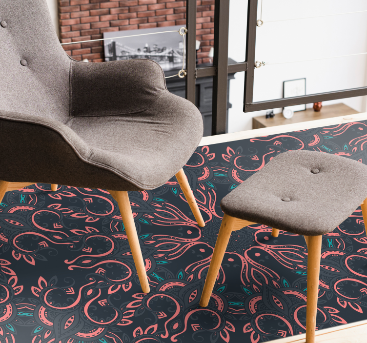 Paisley mustekala eläin vinyylimatto - Tenstickers