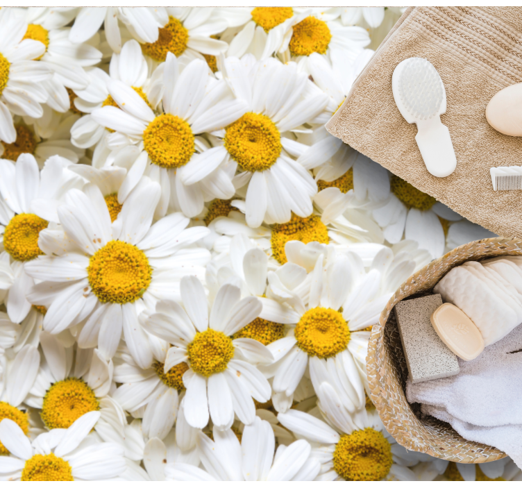 Päivänkakkara kukka käsite kylpyhuoneen vinyylimatto - Tenstickers