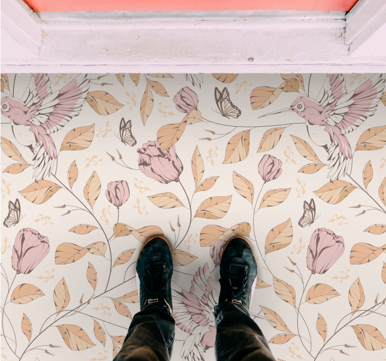 Pastelli kukkainen eleganssi eteisen vinyylimatto - Tenstickers