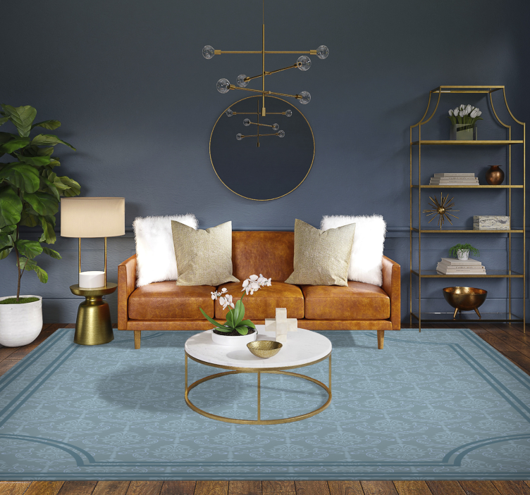 Pehmeä sininen barokki ruokasalin vinyylimatto - Tenstickers