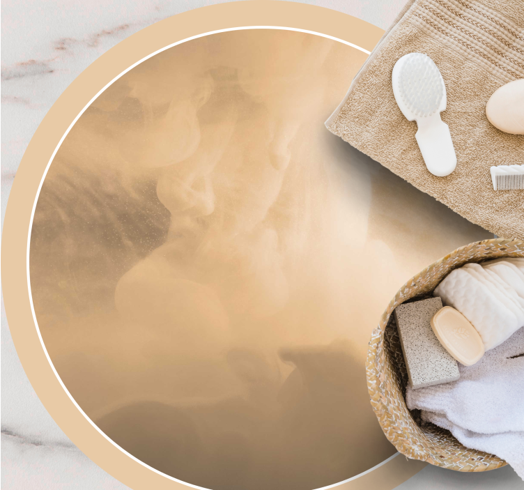 Pehmeät kermanväriset aallot kylpyhuoneen vinyylimatto - Tenstickers