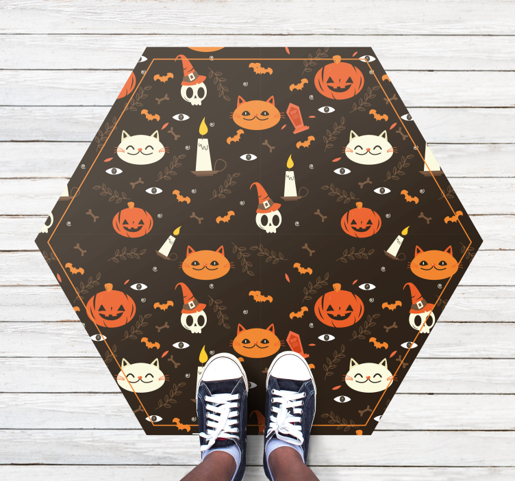 Pelottava halloween-kissa matto halloween vinyylimatto - Tenstickers