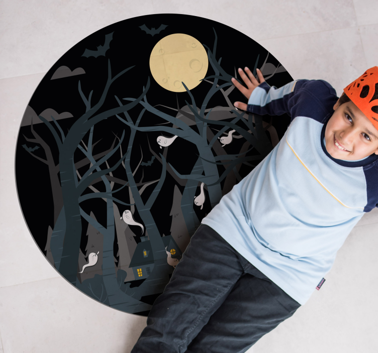 Pelottava metsämaisema halloween vinyylimatto - Tenstickers