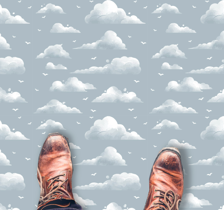 Pilvinen taivaskuvio vauvan huoneen vinyylimatto - Tenstickers