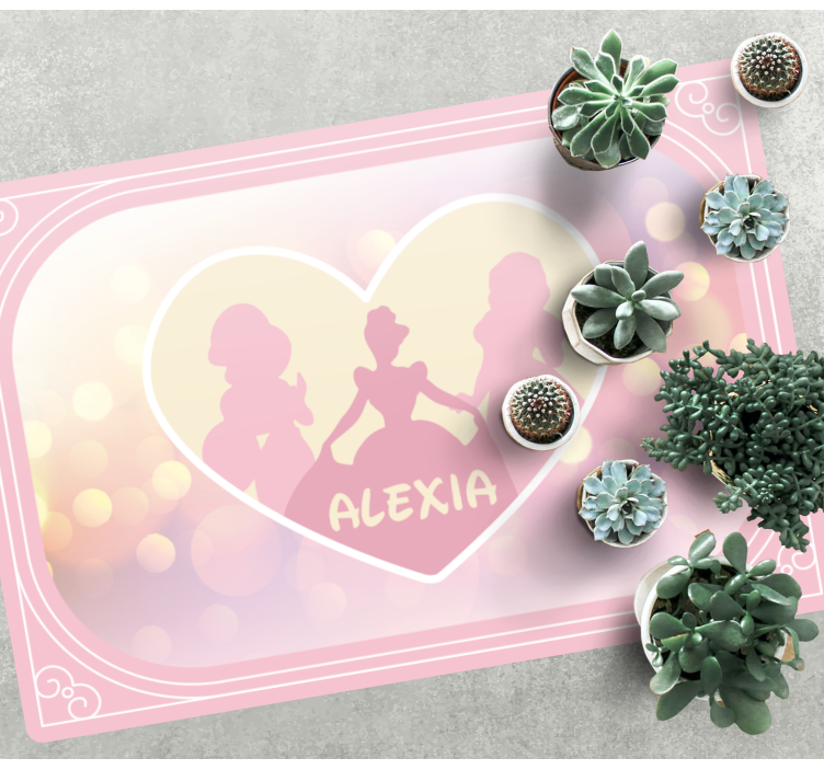 Prinsessa siluetti sydän nimi vinyylimatto - Tenstickers