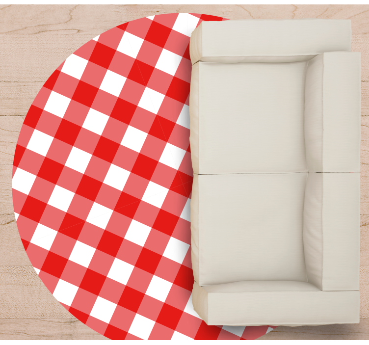 Punainen ja valkoinen kuviollinen neliö pyöreä vinyylimatto - Tenstickers