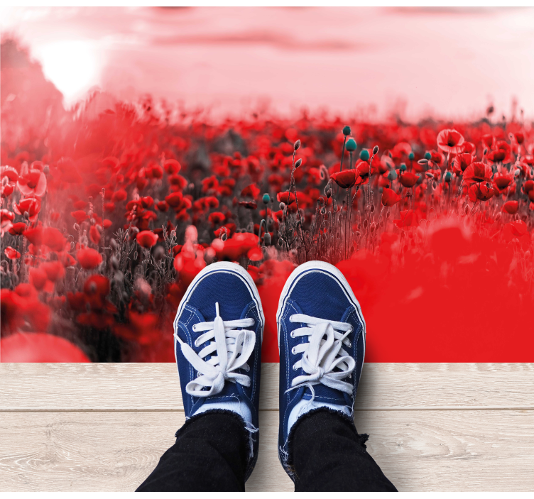 Punainen kukkakohtaus kukka vinyylimatto - Tenstickers