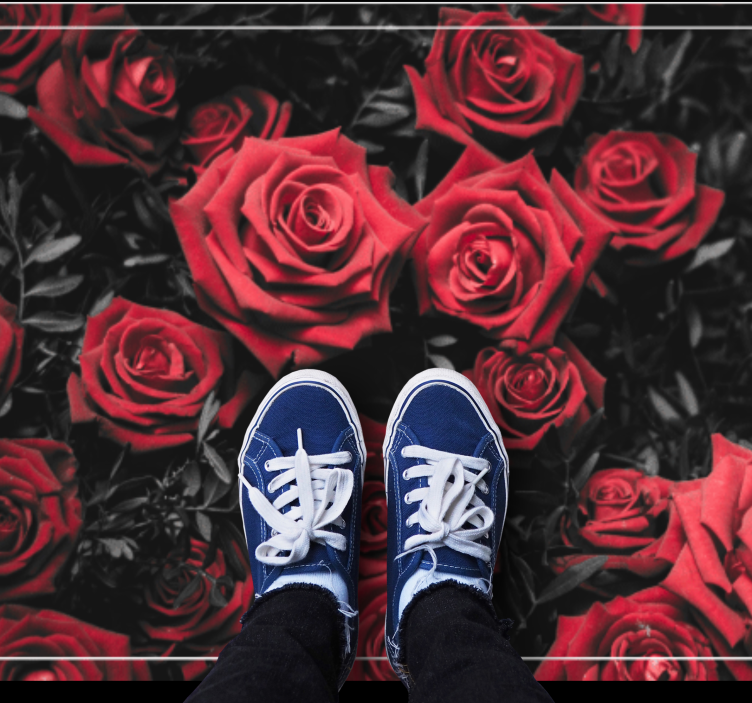 Kukka vinyylimatto realistisilla punaisilla ruusuilla - Tenstickers