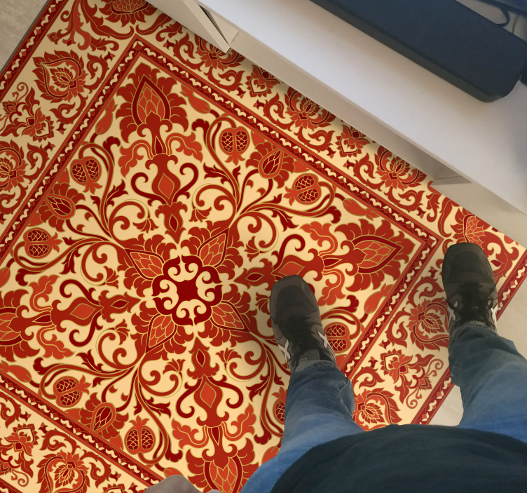 Punainen vanhan koulun kuvio vinyylimatto retro - Tenstickers