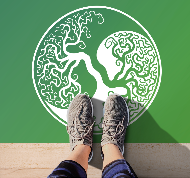 Puun siluetti ympyrä luonto vinyylimatto - Tenstickers