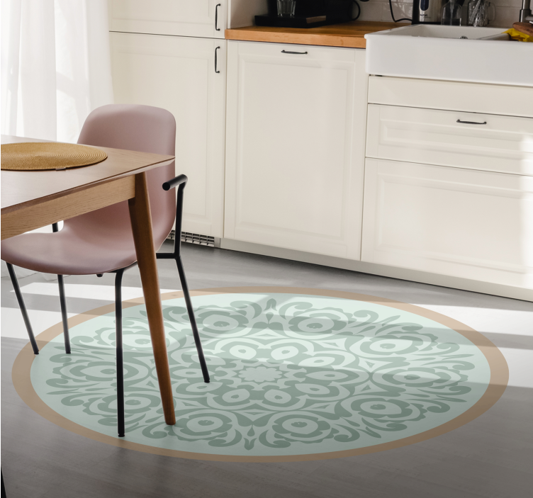 Pyöreä kasvitieteellinen asetelma mandala vinyylimatto - Tenstickers