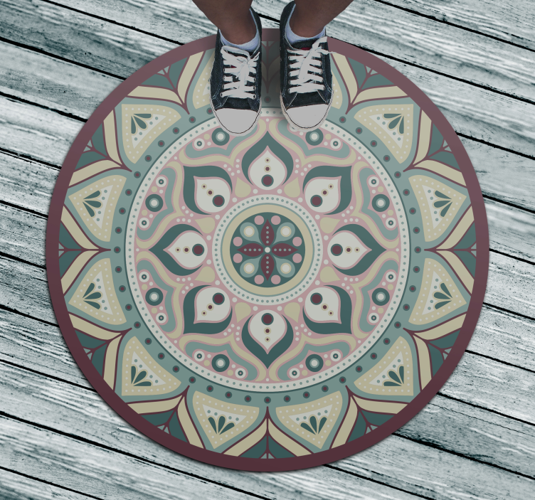 Pyöreä vinyyli matto mies dala monivärinen vinyylimatto mandala - Tenstickers