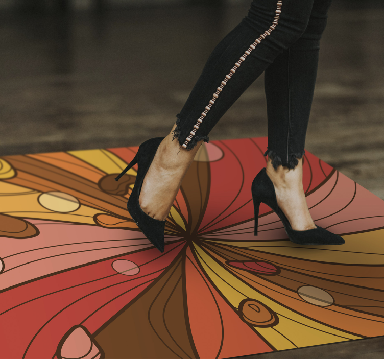 Pyörivä kukka vintage vinyylimatto - Tenstickers