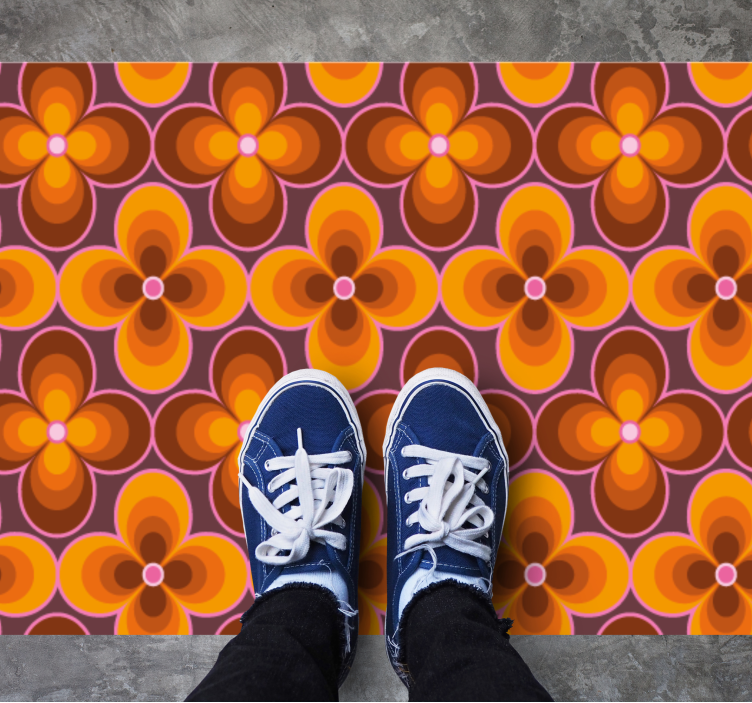 Retro kukkakuvio vintage vinyylimatto - Tenstickers