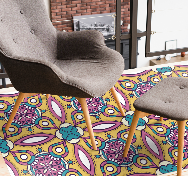 Retro vinyylimatto mandala - Tenstickers