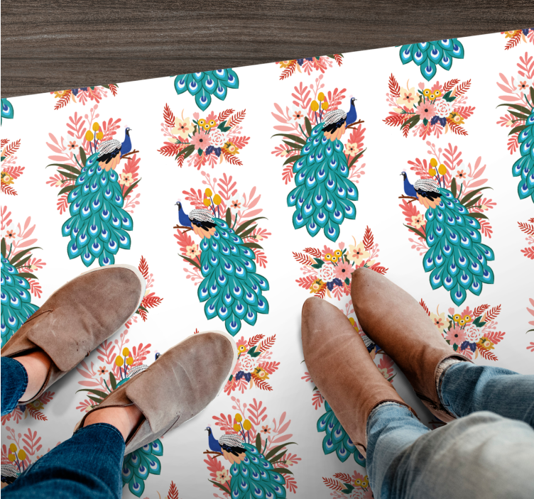 Riikinkukko kukkakuvio kukka vinyylimatto - Tenstickers