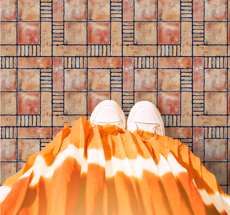 Ristiviivoitetut kuviot kaakeli vinyylimatto - Tenstickers