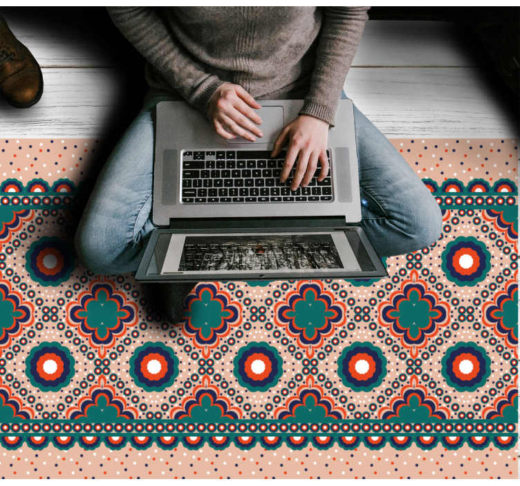 Rohkea kukka-aihe etninen vinyylimatto - Tenstickers