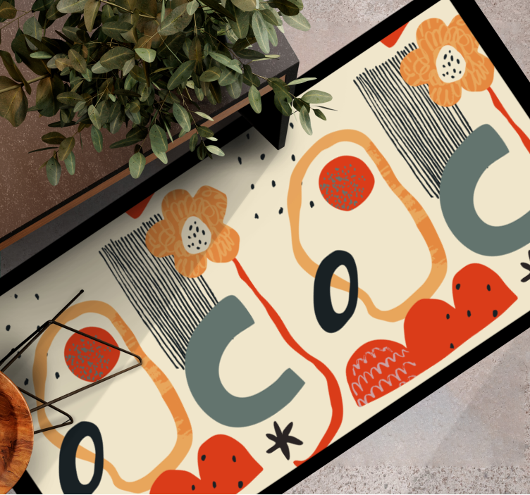 Rohkeita kukkaelementtejä moderni vinyylimatto - Tenstickers