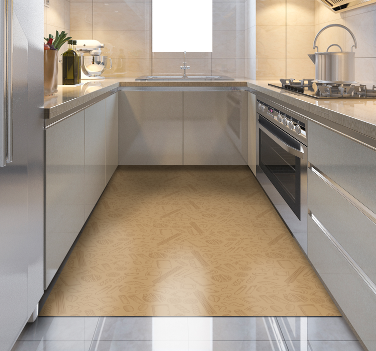 Ruskea pasta keittiö kuvio vinyylimatto keittiöön - Tenstickers