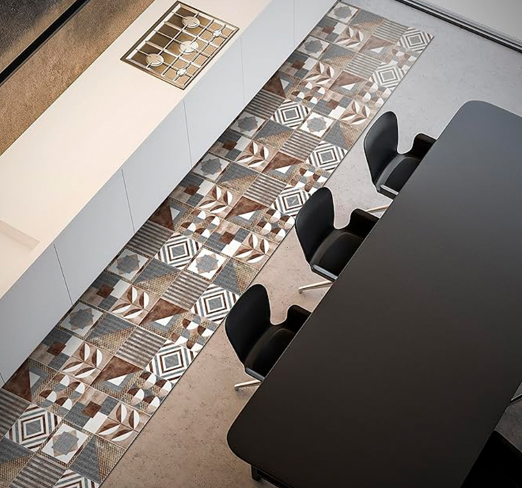 Ruskea sementiini mosaiikki vinyylimatto - Tenstickers