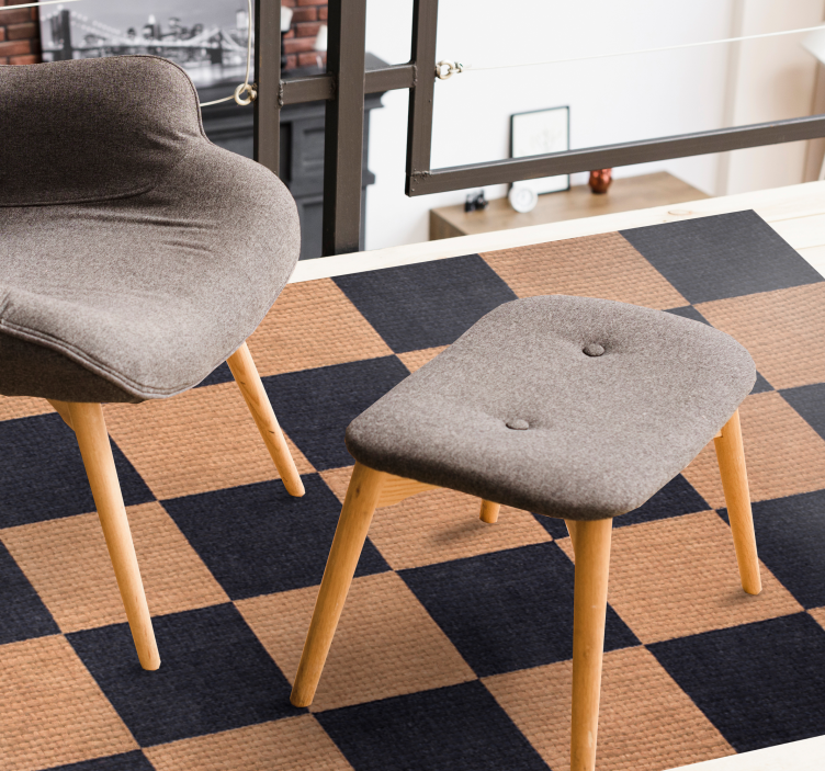 Ruskea ruudullinen olohuoneen vinyylimatto - Tenstickers