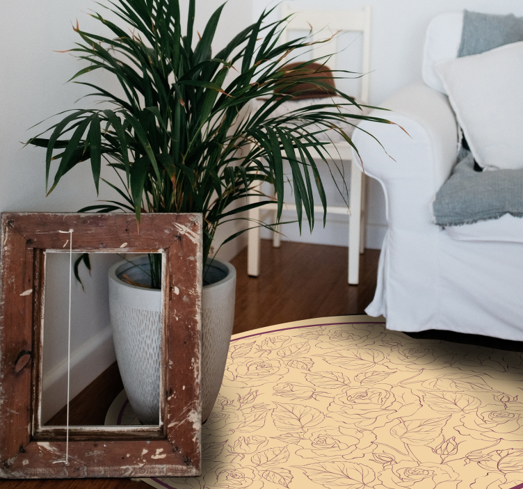 Ruusukuvio pyöreä kukka vinyylimatto - Tenstickers