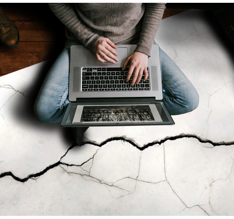 Rypistynyt valkoinen jäljitelmä marmori vinyylimatto - Tenstickers