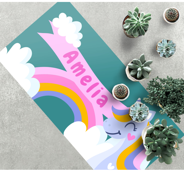 Sateenkaaren yksisarvisen puku vinyylimatto - Tenstickers