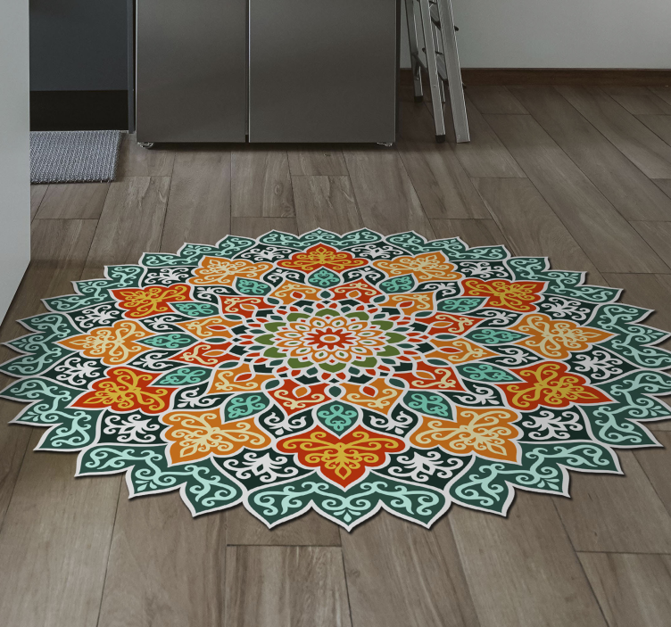 Säteilevän ympyrän muotoilu mandala vinyylimatto - Tenstickers