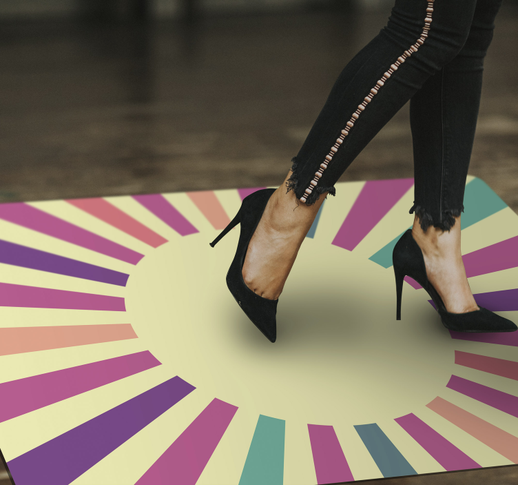 Säteilevien linjojen suunnittelu vinyylimatto geometrinen - Tenstickers