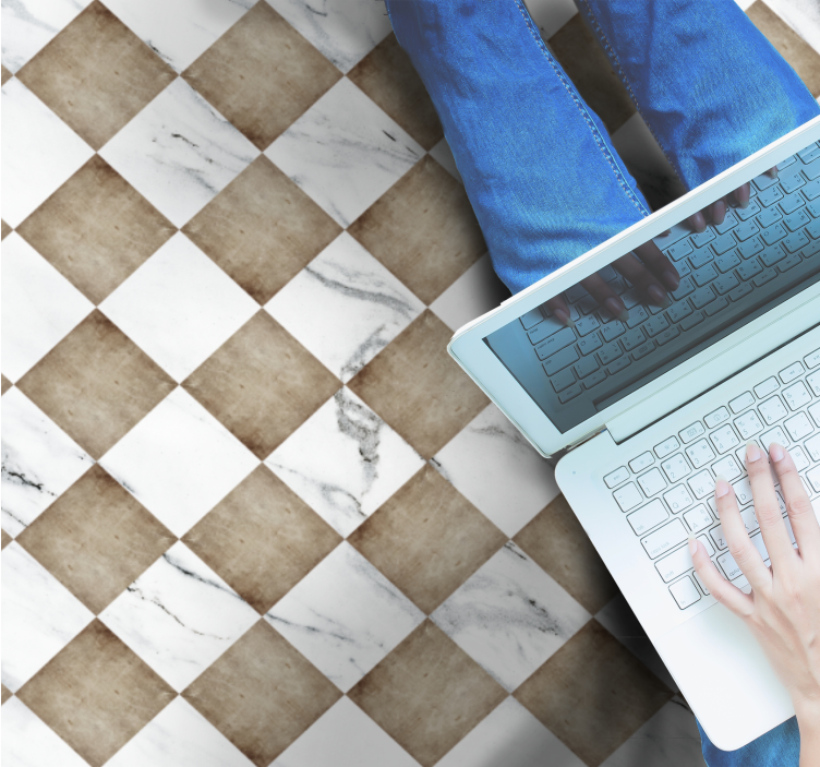 Seepia gadir laattakuvioinen vinyylimatto kylpyhuoneeseen - Tenstickers