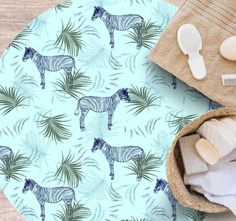 Zebra ja lehdet eläin vinyylimatto - Tenstickers