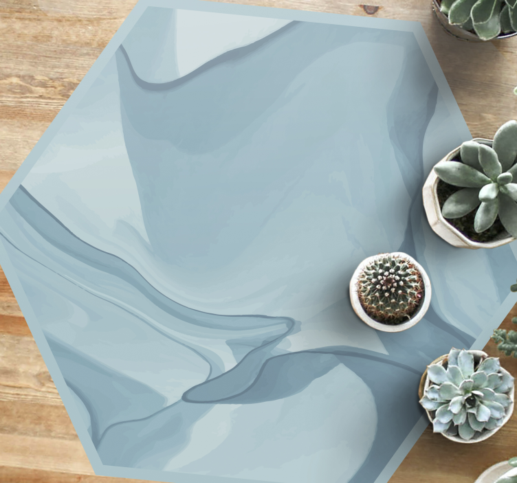 Sininen marmori kuusikulmio moderni vinyylimatto - Tenstickers