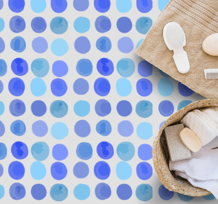 Sininen pistekuvio kylpyhuoneen vinyylimatto - Tenstickers