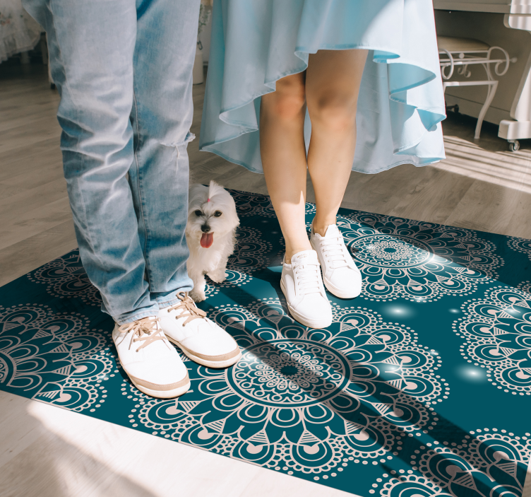 Sininen taikakuvio mandala vinyylimatto - Tenstickers