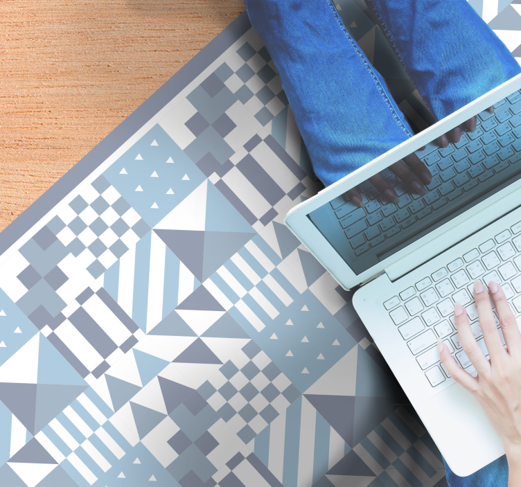 Sinisiä geometrisia kuvioita kaakeli vinyylimatto - Tenstickers