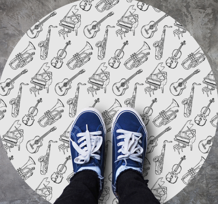 Soittimien motiivi pyöreä vinyylimatto - Tenstickers