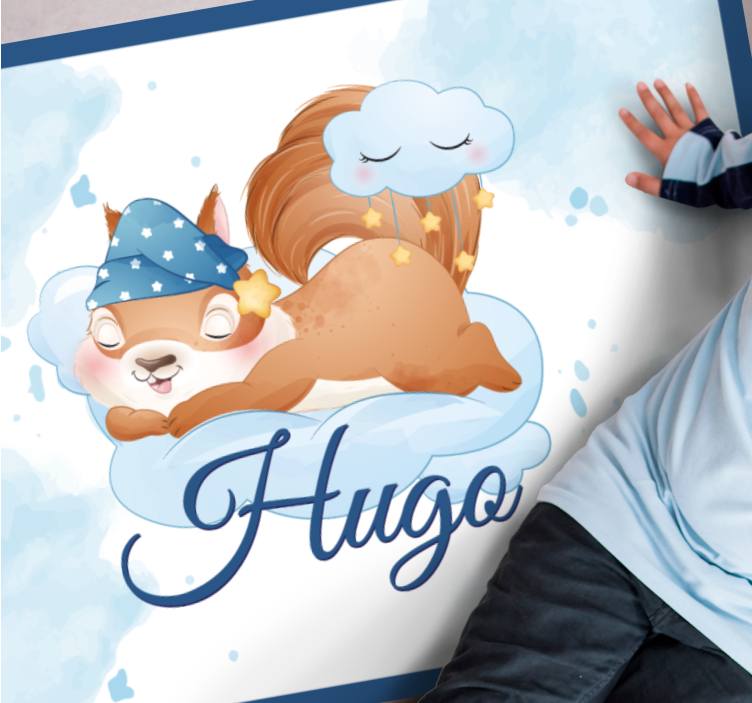 Söpö orava unissaan nimi vinyylimatto - Tenstickers