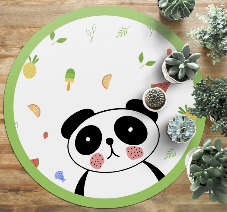 Söpö panda ympyrä lastenhuone vinyylimatto - Tenstickers