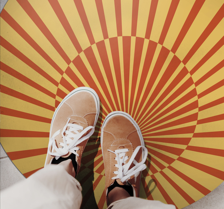 Sunburst pyöreä kuvio vinyylimatto raidallinen - Tenstickers