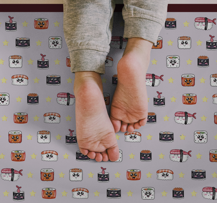 Sushi sarjakuva kuvio lastenhuone vinyylimatto - Tenstickers