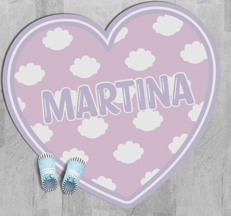 Sydämen muotoinen pilvien kanssa nimi vinyylimatto - Tenstickers
