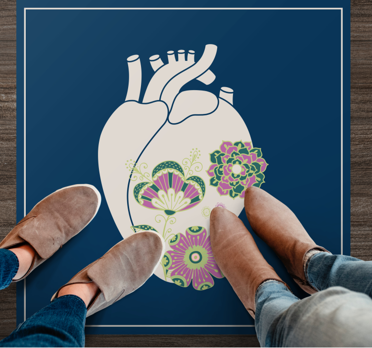 Sydän kukkakuvio Skandinavia vinyylimatto - Tenstickers