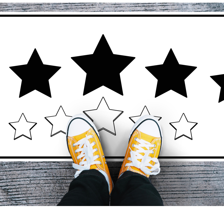 Valkoinen ja musta motiivi tähti vinyylimatto - Tenstickers