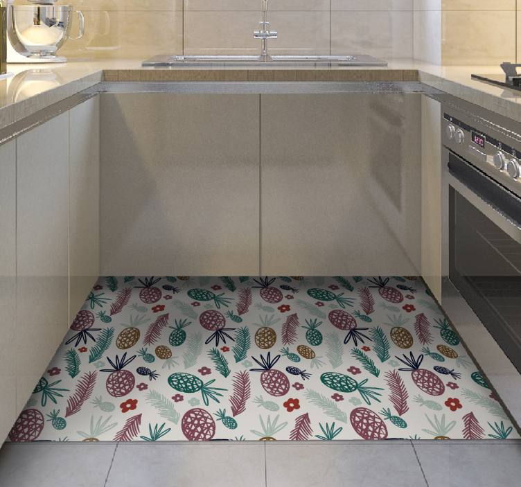 Trooppinen hedelmä-aihe kukka vinyylimatto - Tenstickers